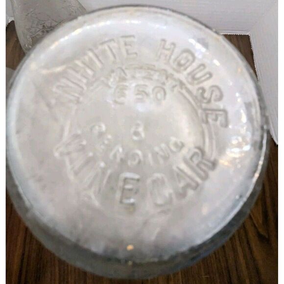 Set of 3 White House Vinegar Glass Crackling & Cabbage Rose Decanter Bottle - Picture 10 of 12